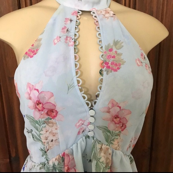 Express Tiered Floral Halter Dress 2 - Picture 6 of 9